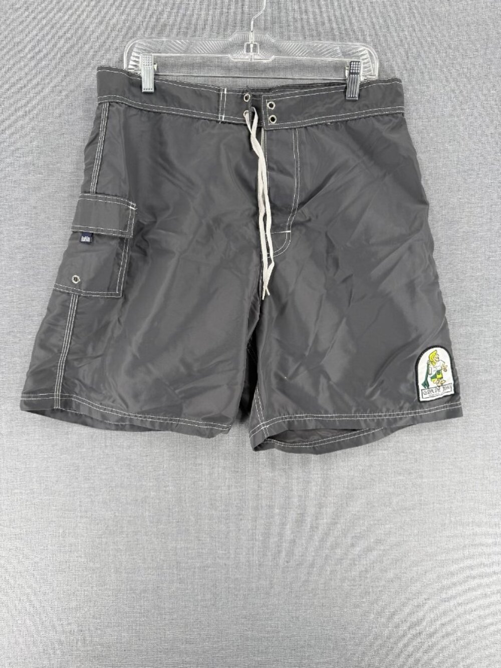 Vtg Katin Board Shorts Mens 36 7" Gray Nylon Swim Trunks Cargo Pocket Y2K